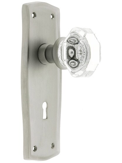 Prairie Design Mortise Lock Set With Waldorf Crystal Knobs in Satin Nickel.